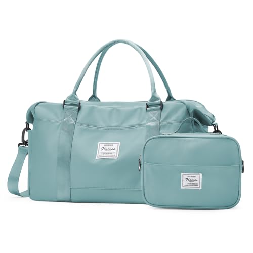 Reise-Wochenendtasche für Damen, Reisetasche mit Computerfach, Tragetasche für Übernachtung, Tragetasche mit Trolleyhülle für Wochenende, Reisen, Geschäftsreisen, Hell, blau, Large von SYCNB