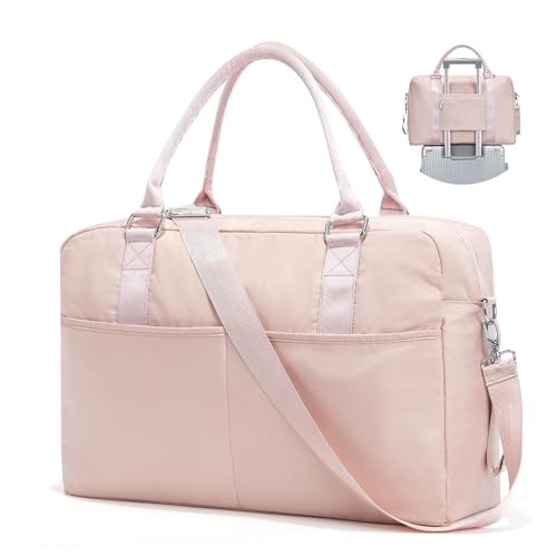 Reisetasche für Damen, Wochenendtasche mit Trolleyhülle, Tragetasche, Sporttasche, D-pink, 1 x Reisetasche von SYCNB