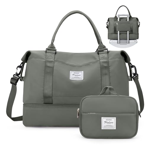 Weekender-Tasche für Damen, persönliche Gegenstände, Reisetasche mit Schuhfach und Laptop-Tasche, Reisetasche, Sporttasche, Olivgrün, Reise-Wochenendtasche von SYCNB