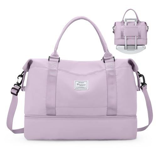 Weekender-Tasche für Damen, persönliche Gegenstände, Reisetasche mit Schuhfach und Laptop-Tasche, Reisetasche mit Nassfach, Turnbeutel, Helles Violett, Reise-Wochenendtasche von SYCNB