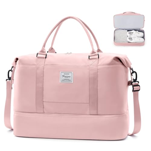 Wochenendtasche für Damen, Reisetasche für persönliche Gegenstände mit Schuhfach, Reisetasche mit Nassfach und separater Kulturbeutel, Turnbeutel, Pink, Reisetasche von SYCNB