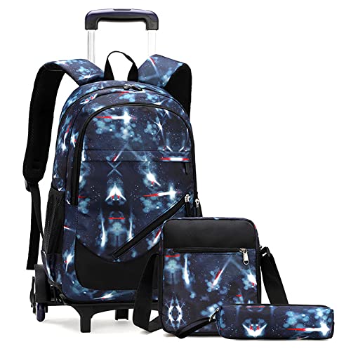 SYDARSYN Trolley Rucksäcke Rollen Rucksack Schulranzen mit 6 Rädern Kinder Schulrucksack Reisen für Mädchen Jungen Schultaschen Schultrolley Kinderrucksäcke mit Federmäppchen von SYDARSYN