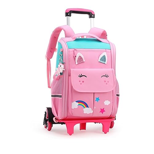 SYDARSYN Trolley Schulrucksack Mädchen, Rucksack mit Rollen für Mädchen, Trolley Schulranzen Rucksacktrolley für Grundschule Mittelschule Reisen (Grün) von SYDARSYN