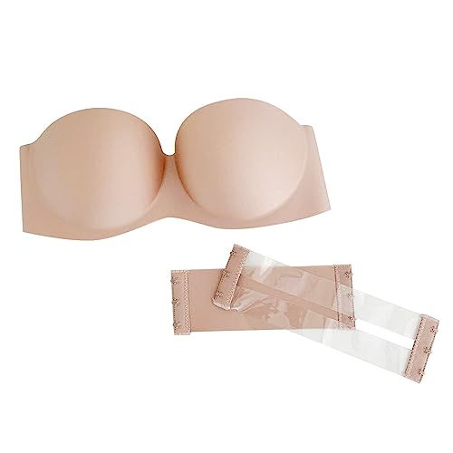 SYDUZAX Damen Trägerloser Push Up Unsichtbarer BH Rückenschnalle Glatte Nahtlose BH Unterwäsche Ohne Bügel Bralette Unsichtbarer Bandeau Top Rutschfester Seamless Strapless Bra Rückenfrei Trägerlos von SYDUZAX
