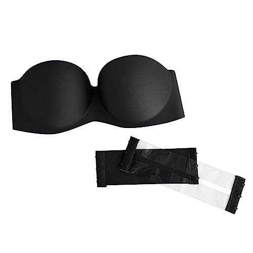 SYDUZAX Damen Trägerloser Push Up Unsichtbarer BH Rückenschnalle Glatte Nahtlose BH Unterwäsche Ohne Bügel Bralette Unsichtbarer Bandeau Top Rutschfester Seamless Strapless Bra Rückenfrei Trägerlos von SYDUZAX