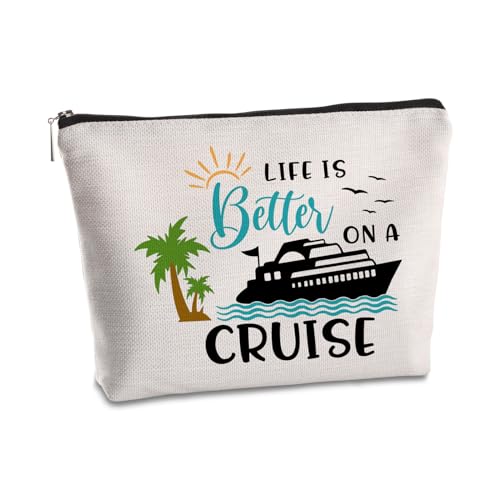 SYIJIMSJKT Make-up-Tasche, Motiv: Life is Better On A Cruise, Strandtasche für Kreuzfahrt, Reißverschluss, lustige Kosmetiktasche, Reisetasche, Geburtstag, Weihnachten, Urlaub, Geschenke für Frauen, von SYIJIMSJKT