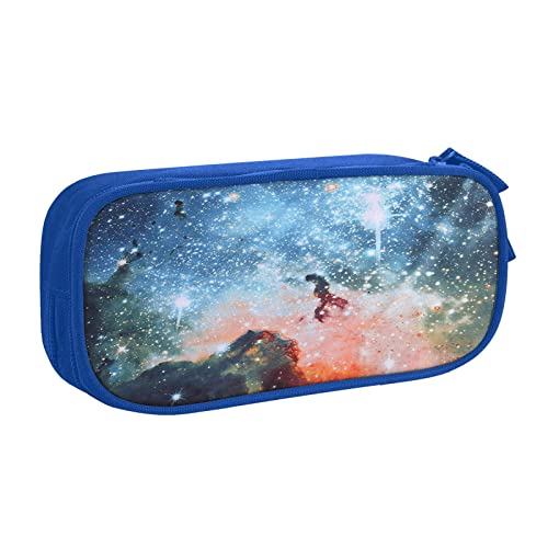 3D Galaxy Space Print Double Deck Federmäppchen mit für Schule, Büro und Reisen, hohe Kapazität, blau, Einheitsgröße, Taschen-Organizer von SYLALE