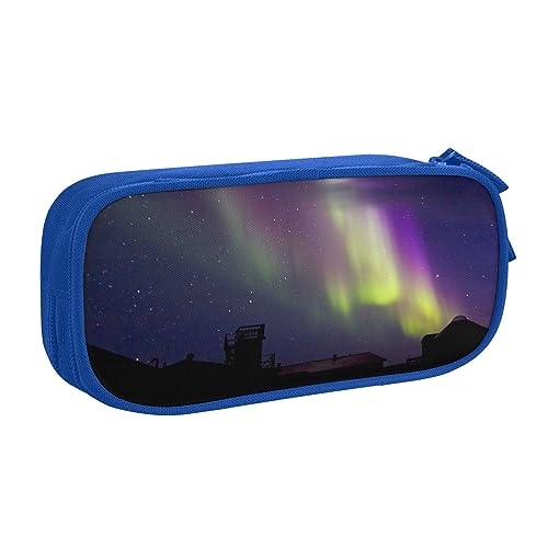 Aurora Federmäppchen mit Polaris-Druck, doppelstöckig, für Schule, Büro und Reisen, hohe Kapazität, blau, Einheitsgröße, Taschen-Organizer von SYLALE