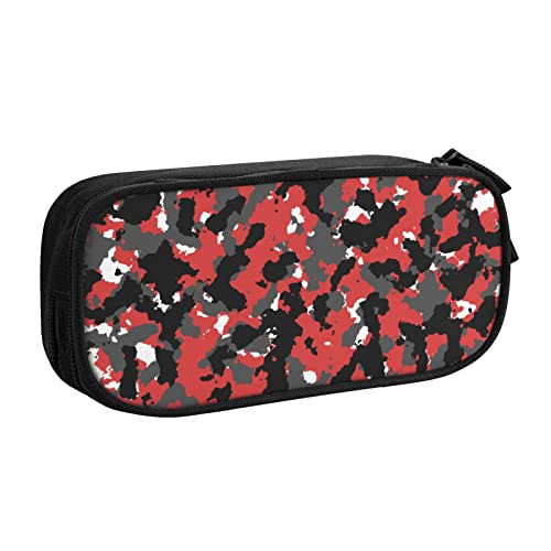 Doppeldeckiges Federmäppchen mit Camouflage-Muster für Schule, Büro und Reisen, hohe Kapazität, Schwarz , Einheitsgröße, Taschen-Organizer von SYLALE