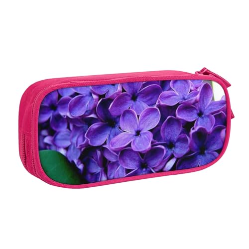 Doppeldeckiges Federmäppchen mit violettem Blumendruck, für Schule, Büro und Reisen, hohe Kapazität, rose, Einheitsgröße, Taschen-Organizer von SYLALE