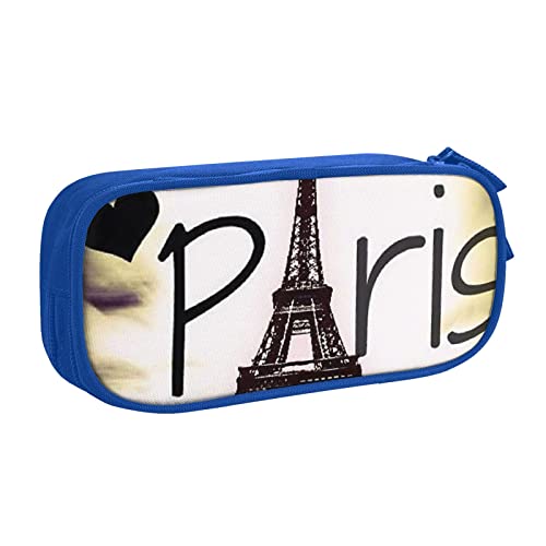 Eiffelturm Liebe Paris Drucken Doppeldeck Federmäppchen mit für Schule, Büro und Reisen, hohe Kapazität, blau, Einheitsgröße, Taschen-Organizer von SYLALE