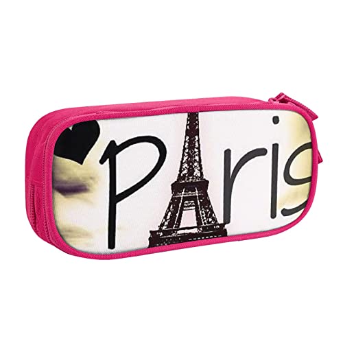 Eiffelturm Liebe Paris Drucken Doppeldeck Federmäppchen mit für Schule, Büro und Reisen, hohe Kapazität, rose, Einheitsgröße, Taschen-Organizer von SYLALE