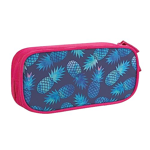 Federmäppchen mit Ananas-Motiv, doppelstöckig, für Schule, Büro und Reisen, hohe Kapazität, Blau, rose, Einheitsgröße, Taschen-Organizer von SYLALE