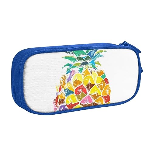 Federmäppchen mit Ananas-Motiv, doppelstöckig, für Schule, Büro und Reisen, hohe Kapazität, blau, Einheitsgröße, Taschen-Organizer von SYLALE