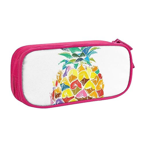 Federmäppchen mit Ananas-Motiv, doppelstöckig, für Schule, Büro und Reisen, hohe Kapazität, rose, Einheitsgröße, Taschen-Organizer von SYLALE