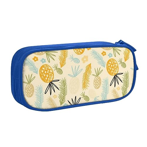 Federmäppchen mit Ananas-Muster, doppelstöckig, für Schule, Büro und Reisen, hohe Kapazität, blau, Einheitsgröße, Taschen-Organizer von SYLALE