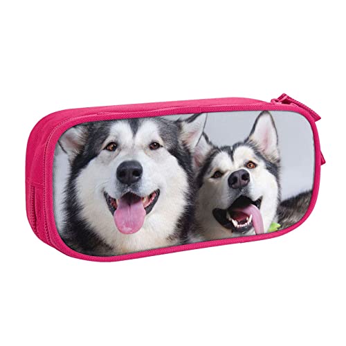 Federmäppchen mit Aufdruck "Happy Dog", doppelstöckig, für Schule, Büro und Reisen, hohe Kapazität, rose, Einheitsgröße, Taschen-Organizer von SYLALE