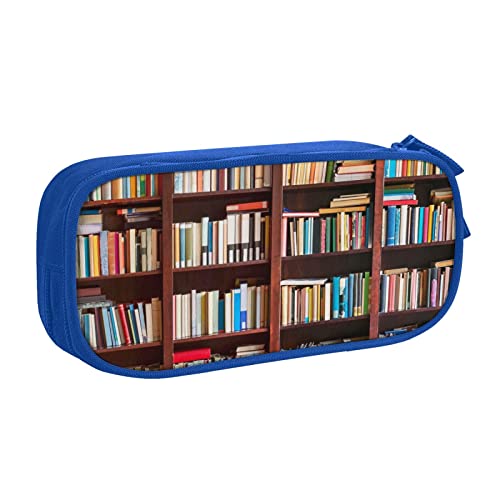 Federmäppchen mit Bücher-Druck, doppelstöckig, für Schule, Büro und Reisen, hohe Kapazität, blau, Einheitsgröße, Taschen-Organizer von SYLALE