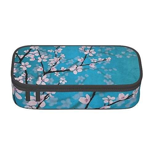 Federmäppchen mit Elefanten- und Giraffen-Motiv, mit Zwischenschicht, für Schule, Büro und Reisen, hohe Kapazität, Japanische Kirschblüten, Einheitsgröße, Taschen-Organizer von SYLALE