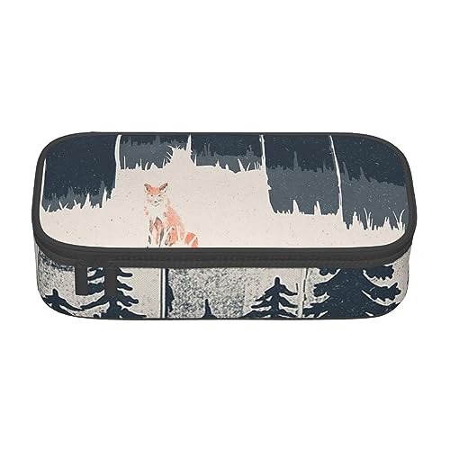 Federmäppchen mit Elefanten- und Giraffen-Motiv, mit Zwischenschicht, für Schule, Büro und Reisen, hohe Kapazität, Wilderness Fox Art, Einheitsgröße, Taschen-Organizer von SYLALE