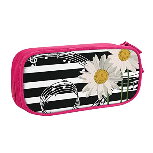 Federmäppchen mit Gänseblümchen-Motiv, doppelstöckig, für Schule, Büro und Reisen, hohe Kapazität, rose, Einheitsgröße, Taschen-Organizer von SYLALE