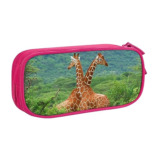 Federmäppchen mit Giraffen-Motiv, doppelstöckig, für Schule, Büro und Reisen, hohe Kapazität, rose, Einheitsgröße, Taschen-Organizer von SYLALE