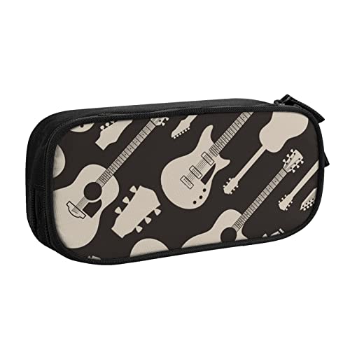 Federmäppchen mit Gitarren-Muster, doppelstöckig, für Schule, Büro und Reisen, hohe Kapazität, Schwarz , Einheitsgröße, Taschen-Organizer von SYLALE