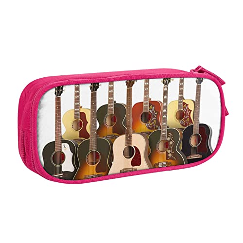 Federmäppchen mit Gitarrendruck, doppelstöckig, für Schule, Büro und Reisen, hohe Kapazität, rose, Einheitsgröße, Taschen-Organizer von SYLALE