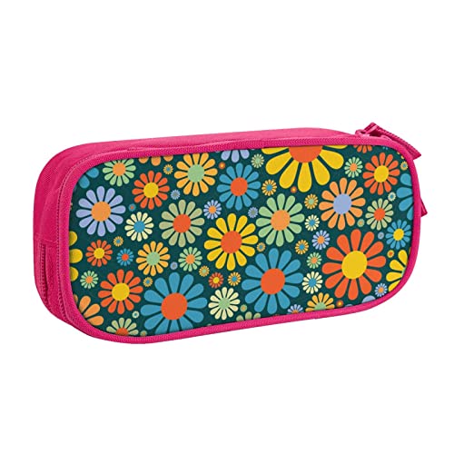 Federmäppchen mit Hippie-Muster, doppelstöckig, für Schule, Büro und Reisen, hohe Kapazität, rose, Einheitsgröße, Taschen-Organizer von SYLALE