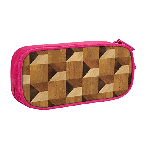 Federmäppchen mit Holzdruck, doppelstöckig, für Schule, Büro und Reisen, hohe Kapazität, rose, Einheitsgröße, Taschen-Organizer von SYLALE