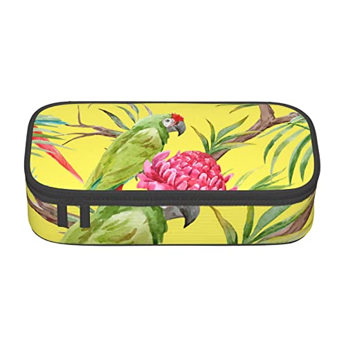 Federmäppchen mit Käse-Sandwiches-Aufdruck, mit Zwischenschicht, für Schule, Büro und Reisen, hohe Kapazität, Blumen- und Vogelkunst, Einheitsgröße, Taschen-Organizer von SYLALE