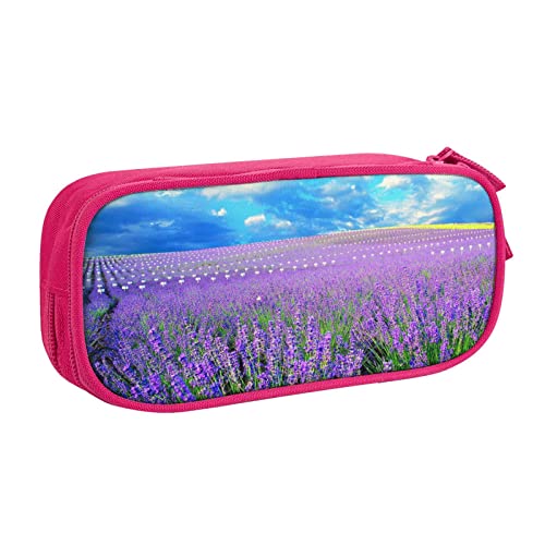 Federmäppchen mit Lavendel-Druck, doppelstöckig, für Schule, Büro und Reisen, hohe Kapazität, rose, Einheitsgröße, Taschen-Organizer von SYLALE