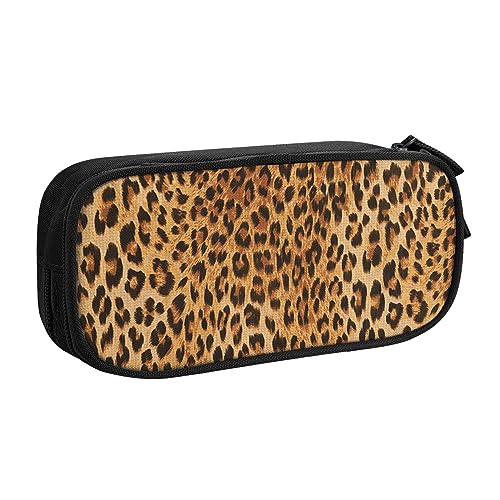 Federmäppchen mit Leopardenmuster, doppelstöckig, für Schule, Büro und Reisen, hohe Kapazität, Schwarz , Einheitsgröße, Taschen-Organizer von SYLALE