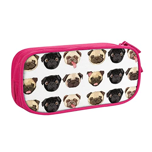 Federmäppchen mit Mops-Motiv, doppelstöckig, für Schule, Büro und Reisen, hohe Kapazität, Schwarz / Gelb, rose, Einheitsgröße, Taschen-Organizer von SYLALE