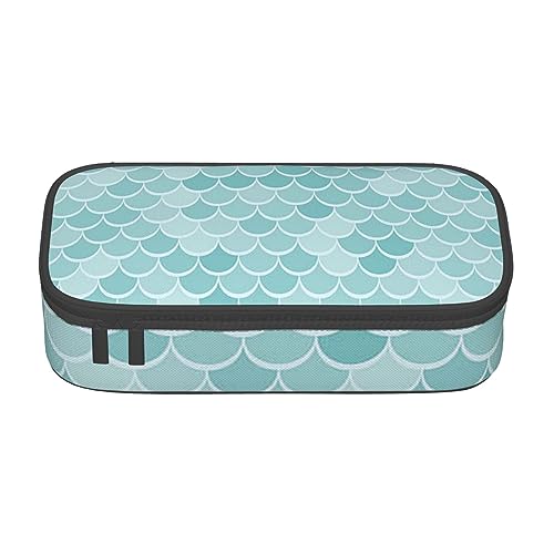 Federmäppchen mit Osterei-Hasen-Motiv, mit Zwischenschicht, für Schule, Büro und Reisen, hohe Kapazität, Blue Waves Squama Meerjungfrauenwaage, Einheitsgröße, Taschen-Organizer von SYLALE