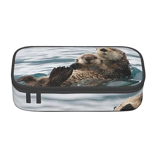 Federmäppchen mit Otter-Print und Zwischenschicht, für Schule, Büro und Reisen, hohe Kapazität, otter, Einheitsgröße, Taschen-Organizer von SYLALE