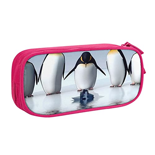 Federmäppchen mit Pinguin-Druck, doppelstöckig, für Schule, Büro und Reisen, hohe Kapazität, rose, Einheitsgröße, Taschen-Organizer von SYLALE