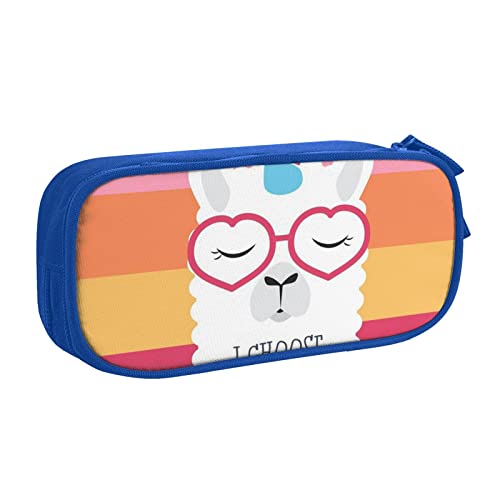 Federmäppchen mit Regenbogen-Lama-Druck, doppelstöckig, für Schule, Büro und Reisen, hohe Kapazität, blau, Einheitsgröße, Taschen-Organizer von SYLALE