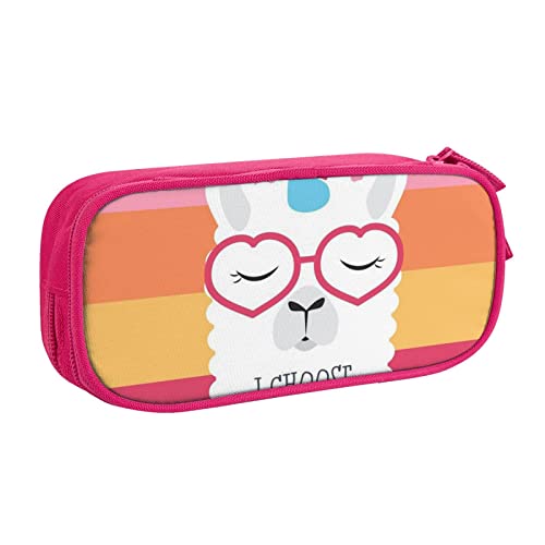 Federmäppchen mit Regenbogen-Lama-Druck, doppelstöckig, für Schule, Büro und Reisen, hohe Kapazität, rose, Einheitsgröße, Taschen-Organizer von SYLALE