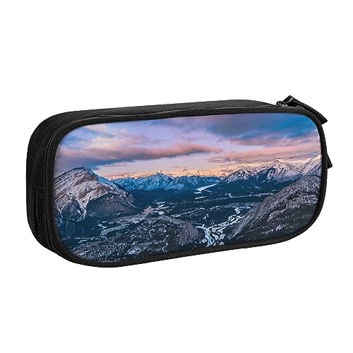 Federmäppchen mit Sonnenuntergang, doppelstöckig, für Schule, Büro und Reisen, hohe Kapazität, Schwarz , Einheitsgröße, Taschen-Organizer von SYLALE