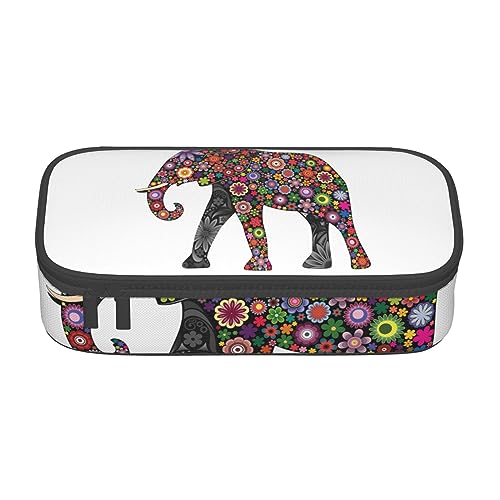 Federmäppchen mit Tierschnauzer-Motiv, mit Zwischenschicht, für Schule, Büro und Reisen, hohe Kapazität, Fröhlicher Elefant, Einheitsgröße, Taschen-Organizer von SYLALE