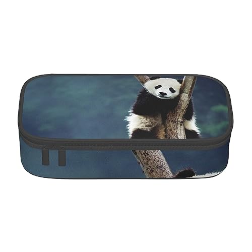 Federmäppchen mit Tierschnauzer-Motiv, mit Zwischenschicht, für Schule, Büro und Reisen, hohe Kapazität, Panda, Einheitsgröße, Taschen-Organizer von SYLALE