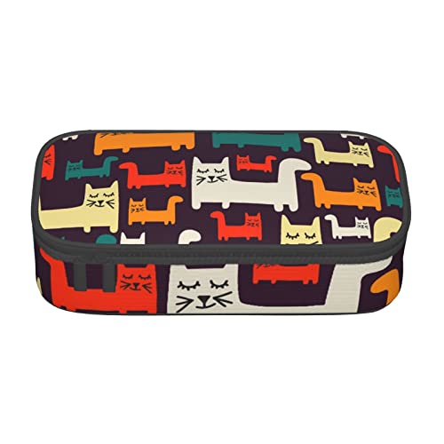 Federmäppchen mit Tierschnauzer-Motiv, mit Zwischenschicht, für Schule, Büro und Reisen, hohe Kapazität, katze, Einheitsgröße, Taschen-Organizer von SYLALE