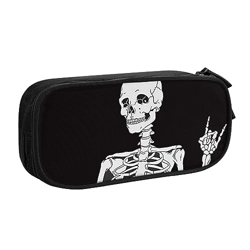 Federmäppchen mit Totenkopf-Motiv, doppelstöckig, für Schule, Büro und Reisen, hohe Kapazität, Schwarz , Einheitsgröße, Taschen-Organizer von SYLALE