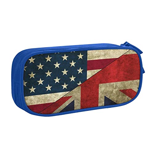 Federmäppchen mit USA-Flagge, doppelstöckig, für Schule, Büro und Reisen, hohe Kapazität, blau, Einheitsgröße, Taschen-Organizer von SYLALE