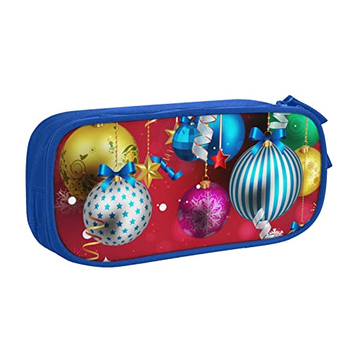 Federmäppchen mit Weihnachtsball-Motiv, doppelstöckig, für Schule, Büro und Reisen, hohe Kapazität, blau, Einheitsgröße, Taschen-Organizer von SYLALE