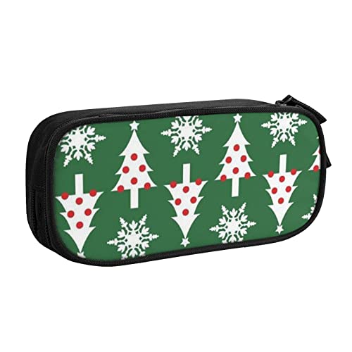 Federmäppchen mit Weihnachtsbaum-Muster, doppelstöckig, für Schule, Büro und Reisen, hohe Kapazität, Schwarz , Einheitsgröße, Taschen-Organizer von SYLALE