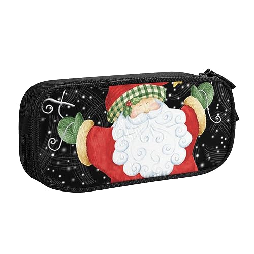 Federmäppchen mit Weihnachtsmann-Motiv, doppelstöckig, für Schule, Büro und Reisen, hohe Kapazität, Schwarz , Einheitsgröße, Taschen-Organizer von SYLALE