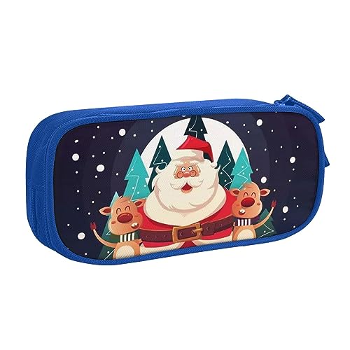 Federmäppchen mit Weihnachtsmann-Motiv, doppelstöckig, für Schule, Büro und Reisen, hohe Kapazität, blau, Einheitsgröße, Taschen-Organizer von SYLALE