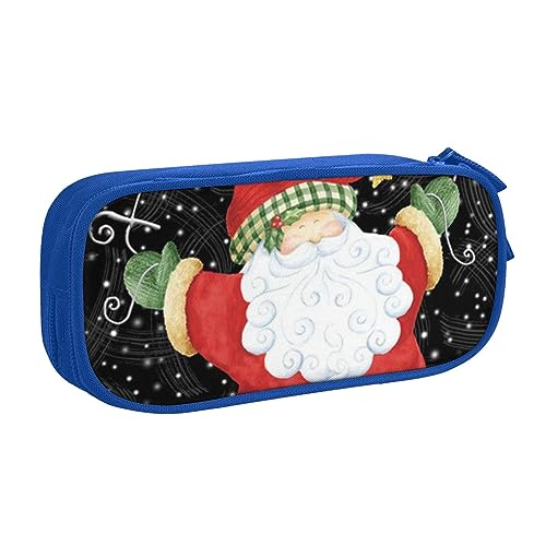 Federmäppchen mit Weihnachtsmann-Motiv, doppelstöckig, für Schule, Büro und Reisen, hohe Kapazität, blau, Einheitsgröße, Taschen-Organizer von SYLALE